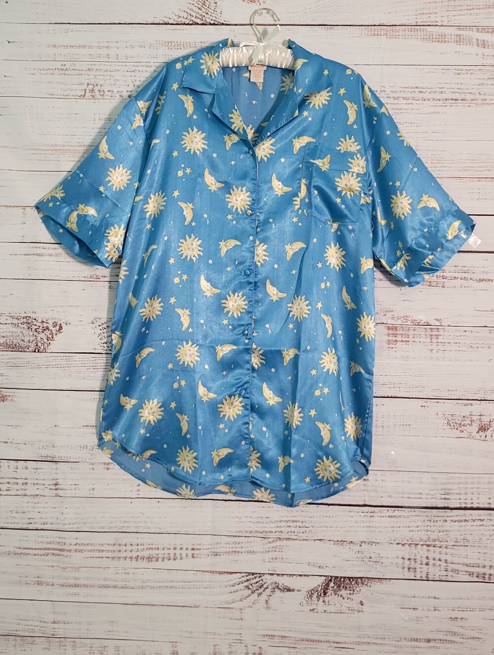 '90S Vintage Celestial Moon And Stars Night Shirt Large Vandré